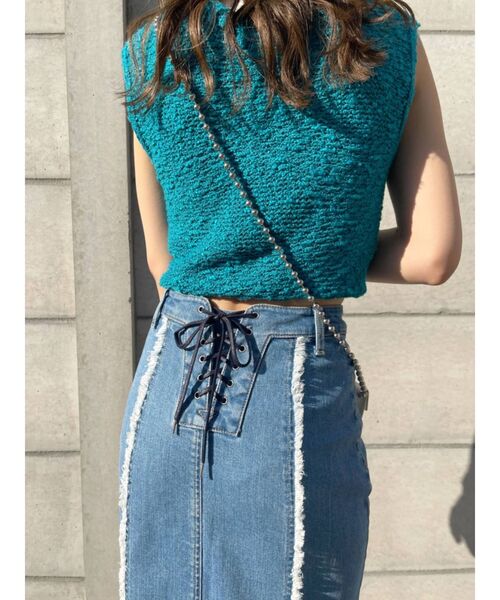 EMODA(エモダ)の「スイッチングマーメイドデニムスカート(スカート・レディース・ライトブルー/ブラック・SMALL/MEDIUM)」の9枚目の写真