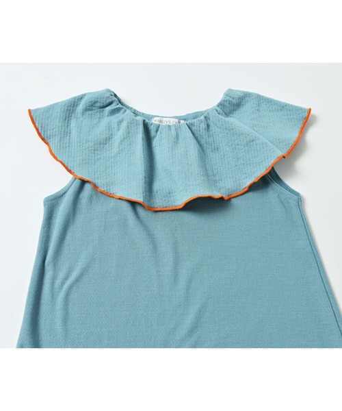 CALMIA(カルミア)の「フリルカラーノースリーブカットソー(80~150cm)(Tシャツ/カットソー・キッズ・チャコール/ライトブルー/ピンク/レッド・90/95/100/110/120/130/140/150/80)」の6枚目の写真