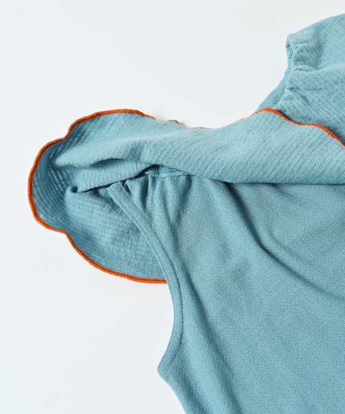 CALMIA(カルミア)の「フリルカラーノースリーブカットソー(80~150cm)(Tシャツ/カットソー・キッズ・チャコール/ライトブルー/ピンク/レッド・90/95/100/110/120/130/140/150/80)」の7枚目の写真