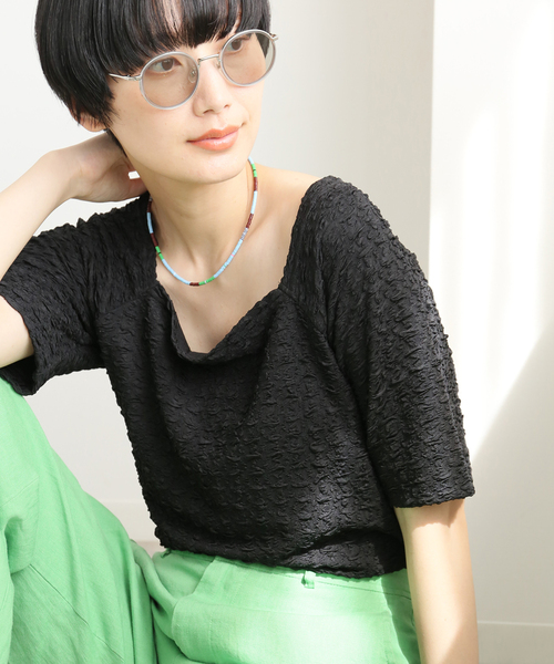 B.C STOCK(ベーセーストック)の「フクレカットプルオーバー(Tシャツ/カットソー・レディース・ホワイト/ブラック/イエロー・FREE)」の1枚目の写真