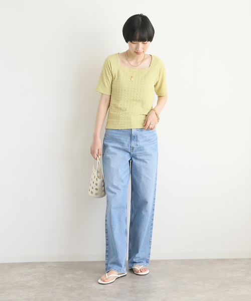 B.C STOCK(ベーセーストック)の「フクレカットプルオーバー(Tシャツ/カットソー・レディース・ホワイト/ブラック/イエロー・FREE)」の4枚目の写真