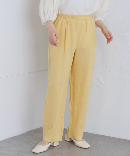 PUAL CE CIN（ピュアルセシン）の「麻キャンバスリラックスパンツ（その他パンツ・レディース・ベージュ/グリーン/イエロー/ピンク・FREE）」の3枚目の写真