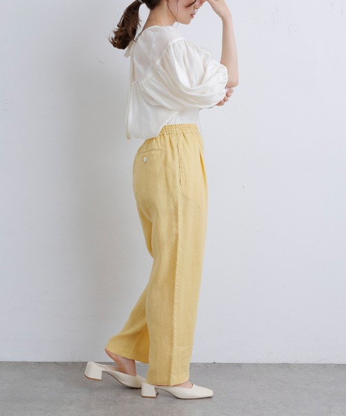 PUAL CE CIN（ピュアルセシン）の「麻キャンバスリラックスパンツ（その他パンツ・レディース・ベージュ/グリーン/イエロー/ピンク・FREE）」の10枚目の写真