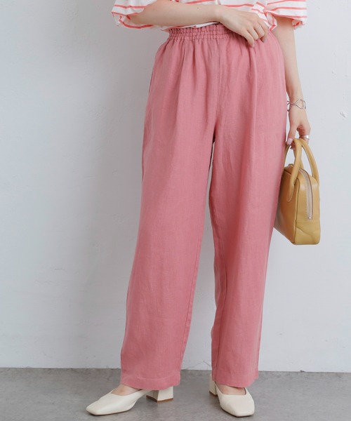 PUAL CE CIN（ピュアルセシン）の「麻キャンバスリラックスパンツ（その他パンツ・レディース・ベージュ/グリーン/イエロー/ピンク・FREE）」の5枚目の写真