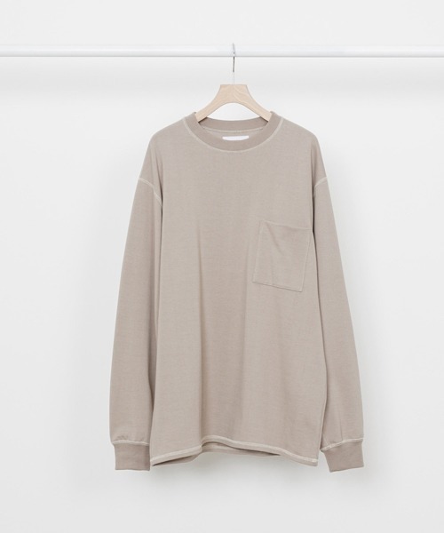 marka（マーカ）の「marka / マーカ：POCKET TEE L/S - 60//2 organic cotton compact knit -：M22C-03CS02C[COR]（Tシャツ/カットソー・メンズ・グリーン/ブラック/ベージュ・3/1/2）」の9枚目の写真