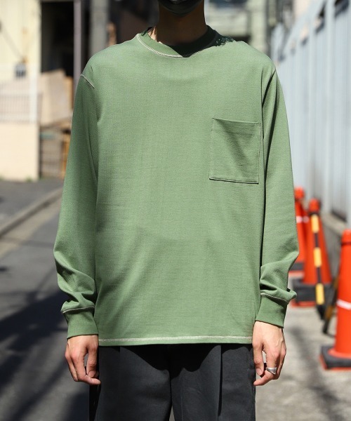 marka（マーカ）の「marka / マーカ：POCKET TEE L/S - 60//2 organic cotton compact knit -：M22C-03CS02C[COR]（Tシャツ/カットソー・メンズ・グリーン/ブラック/ベージュ・3/1/2）」の16枚目の写真