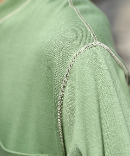 marka（マーカ）の「marka / マーカ：POCKET TEE L/S - 60//2 organic cotton compact knit -：M22C-03CS02C[COR]（Tシャツ/カットソー・メンズ・グリーン/ブラック/ベージュ・3/1/2）」の14枚目の写真