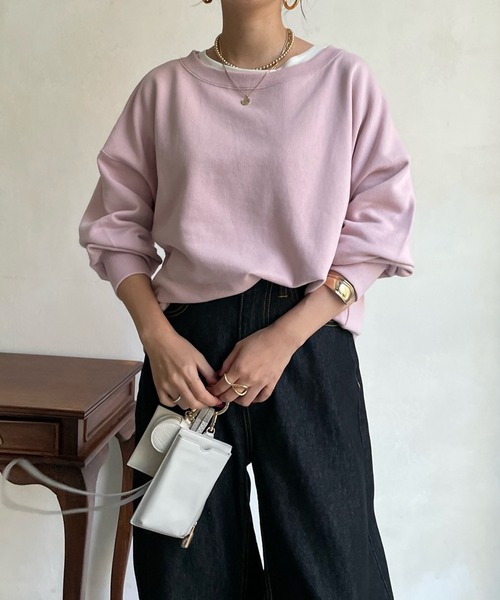 DouDou(ドゥドゥ)の「【新色追加】AW スウェットプルオーバー(スウェット・レディース・チャコールグレー/パープル/オフホワイト/ピンク/ブラウン/ピンク系その他/グレイッシュベージュ・FREE)」の7枚目の写真