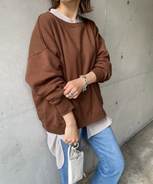 DouDou(ドゥドゥ)の「【新色追加】AW スウェットプルオーバー(スウェット・レディース・チャコールグレー/パープル/オフホワイト/ピンク/ブラウン/ピンク系その他/グレイッシュベージュ・FREE)」の4枚目の写真