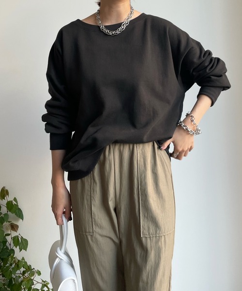 DouDou(ドゥドゥ)の「【新色追加】AW スウェットプルオーバー(スウェット・レディース・チャコールグレー/パープル/オフホワイト/ピンク/ブラウン/ピンク系その他/グレイッシュベージュ・FREE)」の3枚目の写真