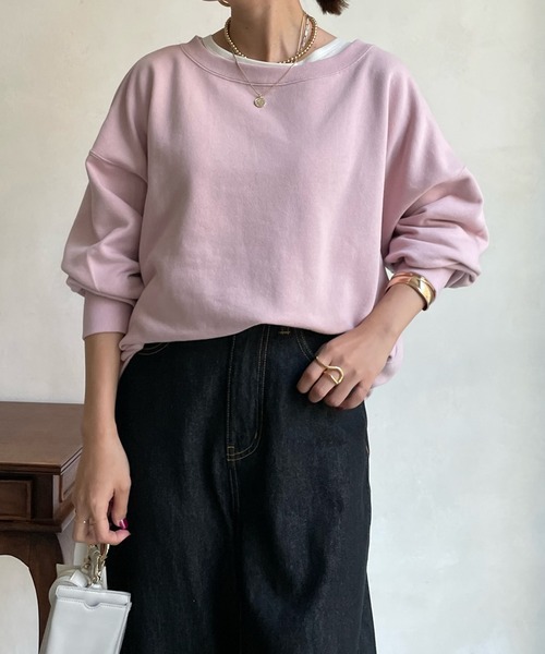 DouDou(ドゥドゥ)の「【新色追加】AW スウェットプルオーバー(スウェット・レディース・チャコールグレー/パープル/オフホワイト/ピンク/ブラウン/ピンク系その他/グレイッシュベージュ・FREE)」の8枚目の写真