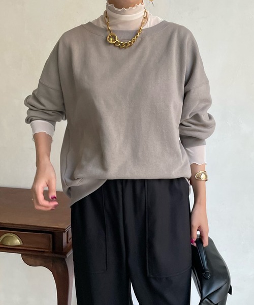 DouDou(ドゥドゥ)の「【新色追加】AW スウェットプルオーバー(スウェット・レディース・チャコールグレー/パープル/オフホワイト/ピンク/ブラウン/ピンク系その他/グレイッシュベージュ・FREE)」の16枚目の写真