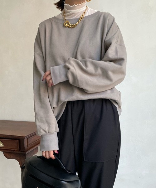 DouDou(ドゥドゥ)の「【新色追加】AW スウェットプルオーバー(スウェット・レディース・チャコールグレー/パープル/オフホワイト/ピンク/ブラウン/ピンク系その他/グレイッシュベージュ・FREE)」の15枚目の写真