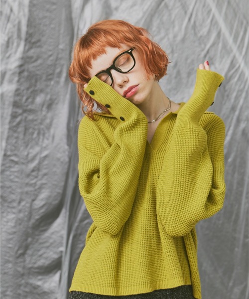 Happy John(ハッピージョン)の「skipper knit tops/スキッパーニットトップス(ニット/セーター・レディース・グレー/グリーン/ブラック・FREE)」の3枚目の写真