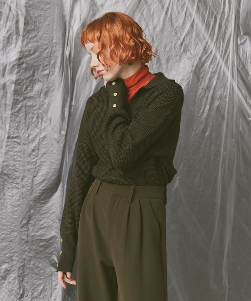 Happy John(ハッピージョン)の「skipper knit tops/スキッパーニットトップス(ニット/セーター・レディース・グレー/グリーン/ブラック・FREE)」の6枚目の写真