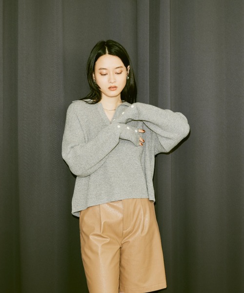 Happy John(ハッピージョン)の「skipper knit tops/スキッパーニットトップス(ニット/セーター・レディース・グレー/グリーン/ブラック・FREE)」の22枚目の写真