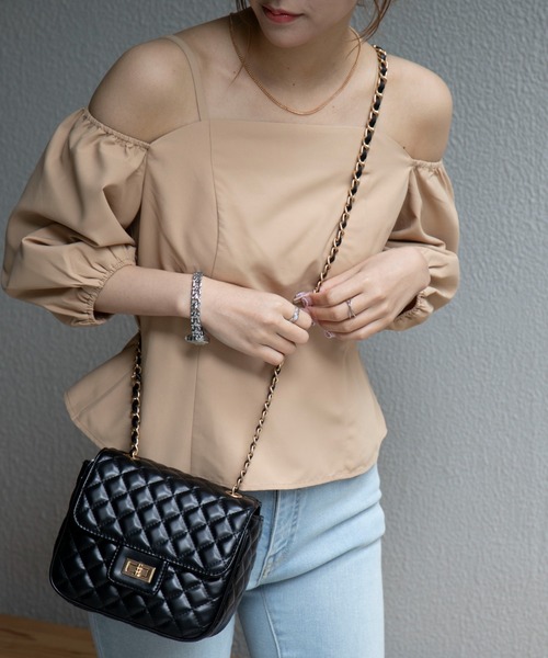 WEGO(ウィゴー)の「WEGO/キルティングフラップショルダーバッグ(ショルダーバッグ・レディース・オフホワイト/ブラック・FREE)」の19枚目の写真