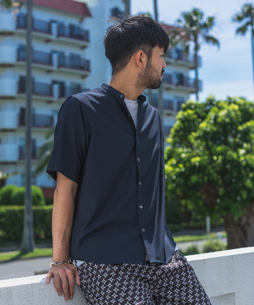 EDIFICE（エディフィス）の「“RIRANCHA(R) / リランチェ” リネンライク バンドカラー 半袖シャツ（シャツ/ブラウス・メンズ・ホワイト/ベージュ/グリーン系その他/ネイビー/イエロー・SMALL/MEDIUM/LARGE/X-LARGE）」の8枚目の写真