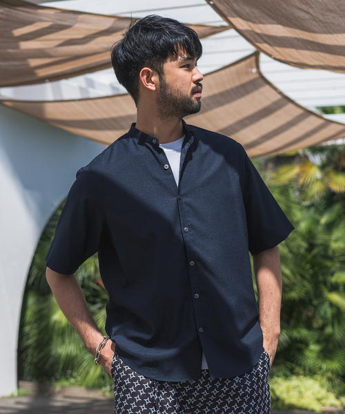 EDIFICE（エディフィス）の「“RIRANCHA(R) / リランチェ” リネンライク バンドカラー 半袖シャツ（シャツ/ブラウス・メンズ・ホワイト/ベージュ/グリーン系その他/ネイビー/イエロー・SMALL/MEDIUM/LARGE/X-LARGE）」の9枚目の写真