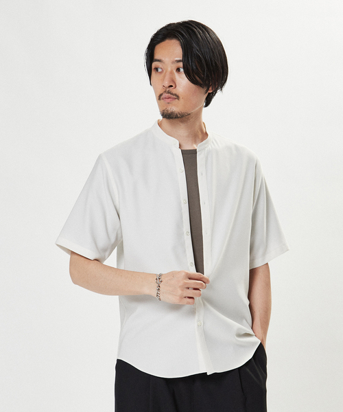 EDIFICE（エディフィス）の「“RIRANCHA(R) / リランチェ” リネンライク バンドカラー 半袖シャツ（シャツ/ブラウス・メンズ・ホワイト/ベージュ/グリーン系その他/ネイビー/イエロー・SMALL/MEDIUM/LARGE/X-LARGE）」の18枚目の写真