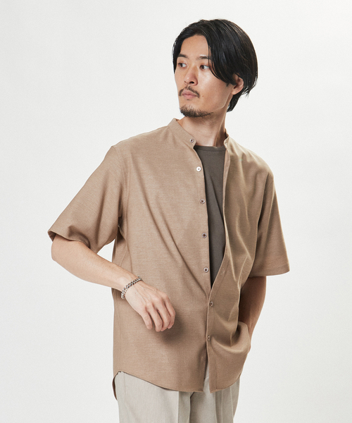 EDIFICE（エディフィス）の「“RIRANCHA(R) / リランチェ” リネンライク バンドカラー 半袖シャツ（シャツ/ブラウス・メンズ・ホワイト/ベージュ/グリーン系その他/ネイビー/イエロー・SMALL/MEDIUM/LARGE/X-LARGE）」の21枚目の写真