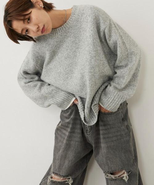 Auntie Rosa Holiday（アンティローザホリデー）の「クルーネックワイドシルエットプルオーバー（ニット/セーター・レディース・オレンジ/グレー/パープル/イエロー/アイボリー・FREE）」の2枚目の写真