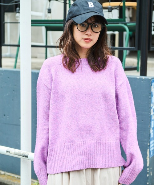 Auntie Rosa Holiday（アンティローザホリデー）の「クルーネックワイドシルエットプルオーバー（ニット/セーター・レディース・オレンジ/グレー/パープル/イエロー/アイボリー・FREE）」の19枚目の写真