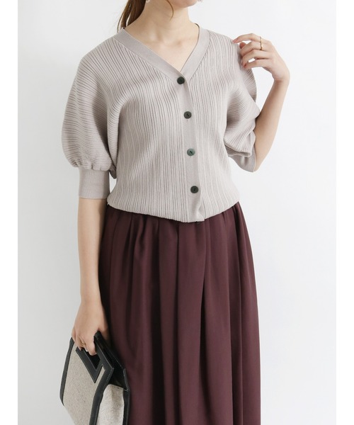 Te chichi（テチチ）の「ボリュームスリーブニットカーディガン（カーディガン/ボレロ・レディース・ベージュ/ネイビー/グリーン・ﾌﾘ-）」の2枚目の写真