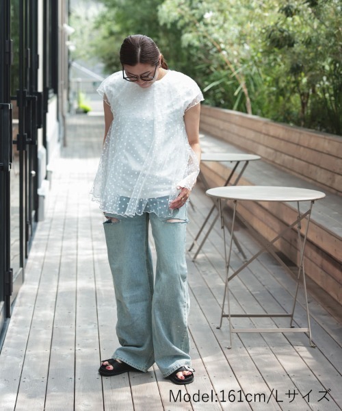 DONOBAN（ドノバン）の「ハイウエストカッティングデニム（デニムパンツ・レディース・ブルー・S/M/L/XL）」の2枚目の写真