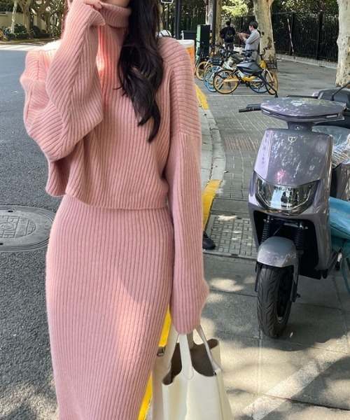 Jasmine Grandiflorum(ジャスミングランディフローラム)の「【Jasmine】タートルネックトップス+ニットワンピースセットアップ (AW)(ワンピース・レディース・ベージュ/ピンク/ブルー/ブラック/チョコ/イエロー/グリーン/ブラック系その他/ブルー系その他/ベージュ系その他/ピンク系その他・FREE/10)」の16枚目の写真