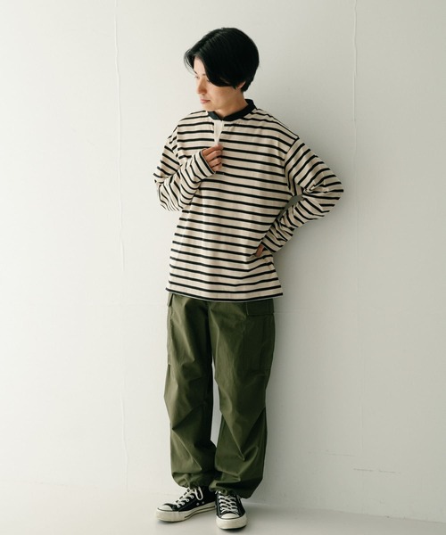 ITEMS URBANRESEARCH(アイテムズ アーバンリサーチ)の「コットンボーダー スタンドネックカットソー(Tシャツ/カットソー・メンズ・ホワイト系その他/グレー系その他/ブルー系その他・MEDIUM/LARGE)」の9枚目の写真