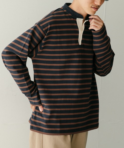 ITEMS URBANRESEARCH(アイテムズ アーバンリサーチ)の「コットンボーダー スタンドネックカットソー(Tシャツ/カットソー・メンズ・ホワイト系その他/グレー系その他/ブルー系その他・MEDIUM/LARGE)」の14枚目の写真