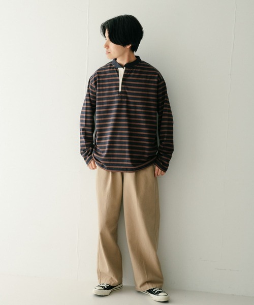 ITEMS URBANRESEARCH(アイテムズ アーバンリサーチ)の「コットンボーダー スタンドネックカットソー(Tシャツ/カットソー・メンズ・ホワイト系その他/グレー系その他/ブルー系その他・MEDIUM/LARGE)」の17枚目の写真