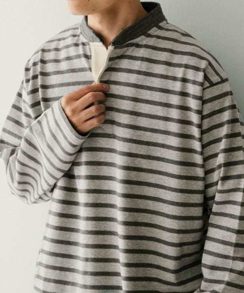 ITEMS URBANRESEARCH(アイテムズ アーバンリサーチ)の「コットンボーダー スタンドネックカットソー(Tシャツ/カットソー・メンズ・ホワイト系その他/グレー系その他/ブルー系その他・MEDIUM/LARGE)」の22枚目の写真