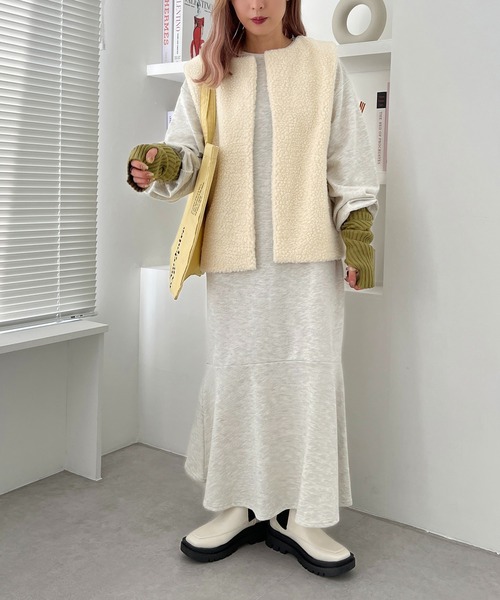 3周年記念アイテム】ボアベストスウェットワンピ―スセット【ZOZOTOWN