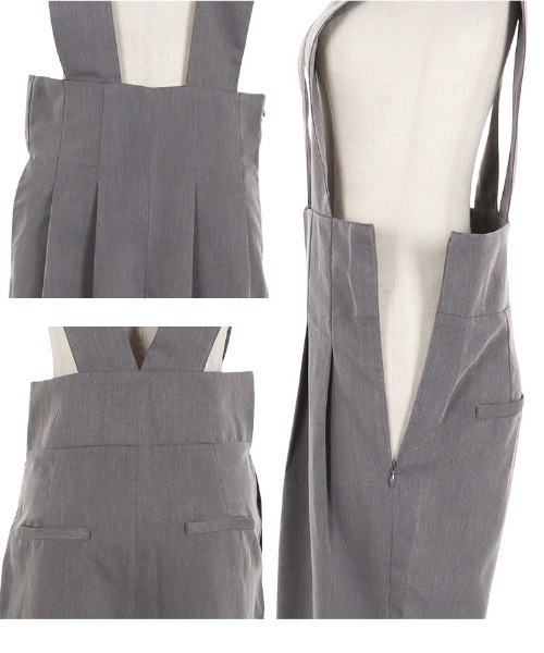 KOBE LETTUCE(コウベレタス)の「ハイウエストテーパードサロペット(サロペット/オーバーオール・レディース・ブラック/ベージュ/グレー/グレイッシュベージュ・FREE)」の9枚目の写真