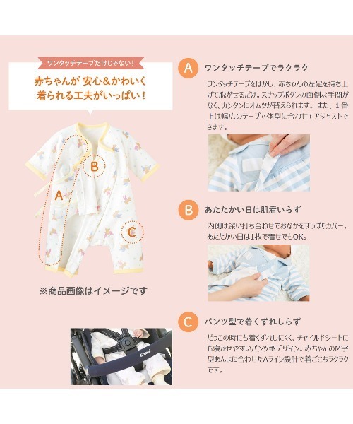 combimini（コンビミニ）の「やわらかラップクラッチ（サーカスくま）（ロンパース・キッズ・ライトピンク/ライトブルー・60-70㎝/50-60㎝）」の4枚目の写真