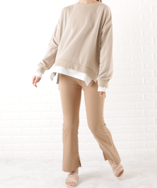 Lace Ladies（レースレディース）の「裏起毛あり/なし 選べる2タイプ フレアリブパンツ（その他パンツ・レディース・グレー系2/ブラック系2/ライトグレー系1/ベージュ系1/ブラック系1/ライトグレー系2/グレー系1/ベージュ系2・M/L）」の19枚目の写真