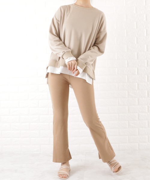Lace Ladies（レースレディース）の「裏起毛あり/なし 選べる2タイプ フレアリブパンツ（その他パンツ・レディース・グレー系2/ブラック系2/ライトグレー系1/ベージュ系1/ブラック系1/ライトグレー系2/グレー系1/ベージュ系2・M/L）」の18枚目の写真