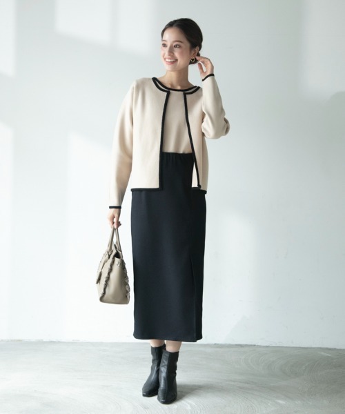 M.deux（エムドゥ）の「バイカラーカーディガン（カーディガン/ボレロ・レディース・ブラック/ベージュ/レッド/イエロー/オフホワイト・MEDIUM）」の13枚目の写真