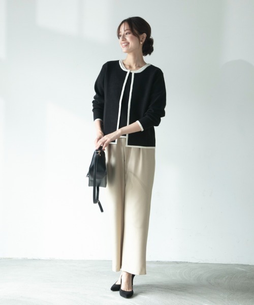 M.deux（エムドゥ）の「バイカラーカーディガン（カーディガン/ボレロ・レディース・ブラック/ベージュ/レッド/イエロー/オフホワイト・MEDIUM）」の22枚目の写真