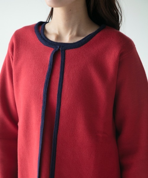 M.deux（エムドゥ）の「バイカラーカーディガン（カーディガン/ボレロ・レディース・ブラック/ベージュ/レッド/イエロー/オフホワイト・MEDIUM）」の21枚目の写真