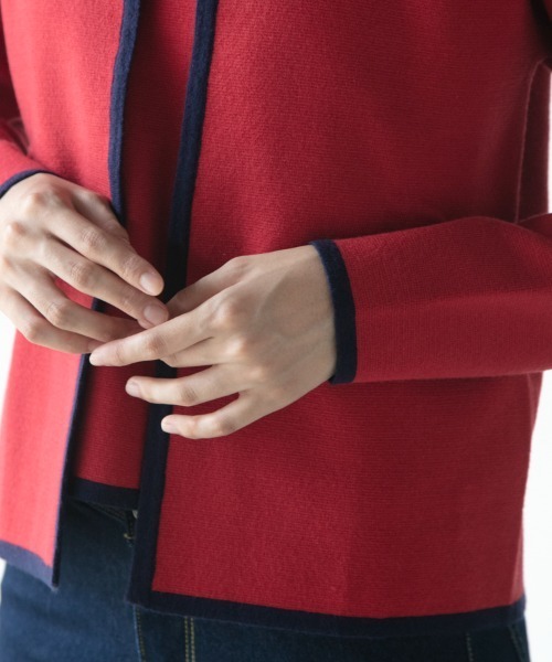 M.deux（エムドゥ）の「バイカラーカーディガン（カーディガン/ボレロ・レディース・ブラック/ベージュ/レッド/イエロー/オフホワイト・MEDIUM）」の16枚目の写真