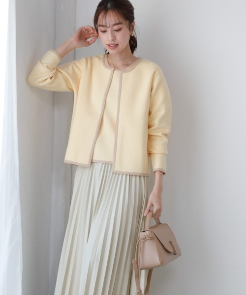 M.deux（エムドゥ）の「バイカラーカーディガン（カーディガン/ボレロ・レディース・ブラック/ベージュ/レッド/イエロー/オフホワイト・MEDIUM）」の7枚目の写真