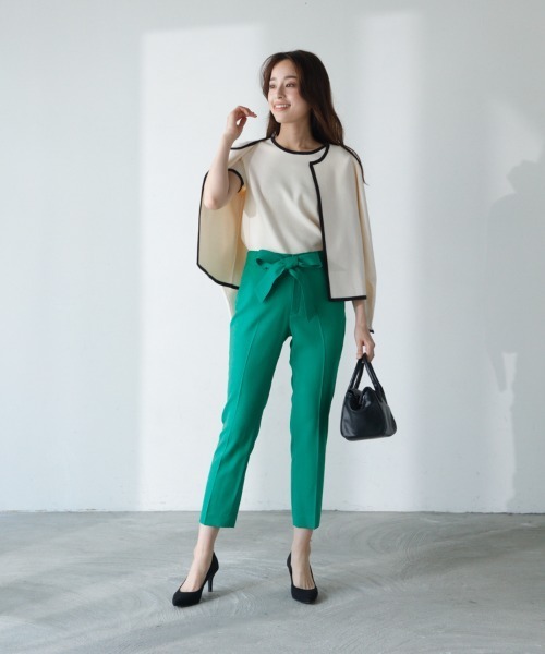 M.deux（エムドゥ）の「バイカラーカーディガン（カーディガン/ボレロ・レディース・ブラック/ベージュ/レッド/イエロー/オフホワイト・MEDIUM）」の9枚目の写真