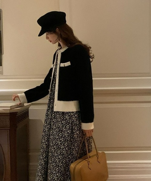 LAC-VERT（ラック・ヴェール）の「バイカラーカーディガン（カーディガン/ボレロ・レディース・ブラック/ホワイト/ブルー/グレー・FREE）」の16枚目の写真