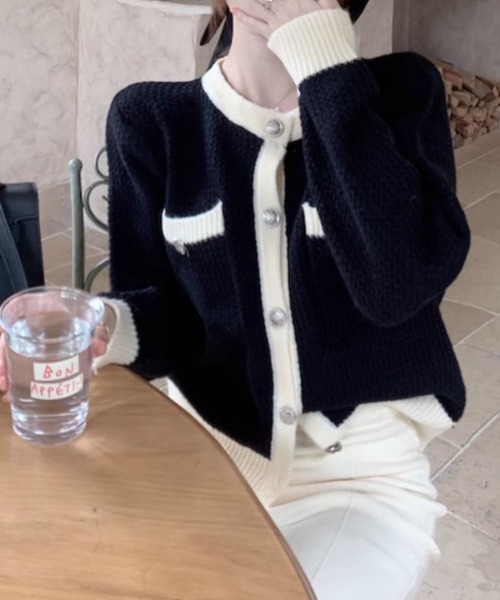 セール】バイカラーカーディガン（カーディガン/ボレロ）｜LAC-VERT