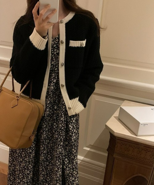 LAC-VERT（ラック・ヴェール）の「バイカラーカーディガン（カーディガン/ボレロ・レディース・ブラック/ホワイト/ブルー/グレー・FREE）」の10枚目の写真