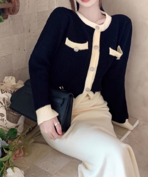 セール】バイカラーカーディガン（カーディガン/ボレロ）｜LAC-VERT