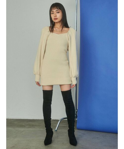 EMODA（エモダ）の「タックスリーブニットワンピース（ワンピース・レディース・アイボリー/グレー/ブラック/ブルー・FREE）」の10枚目の写真